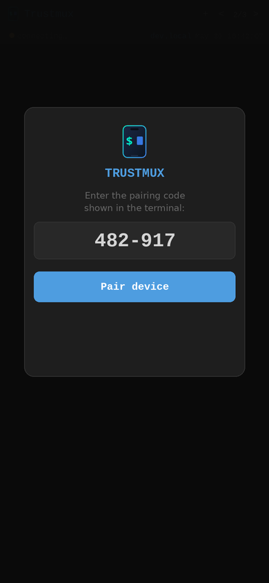 Device pairing screen
