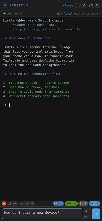 Text mode with Claude Code